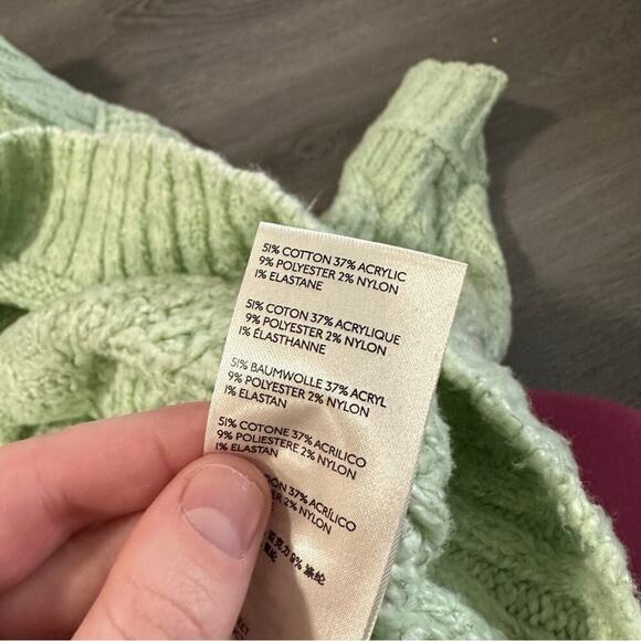 Free People Carousel Mint Green‎ Knit Long Sleeve Cropped Sweater Size XS - Picture 8 of 10